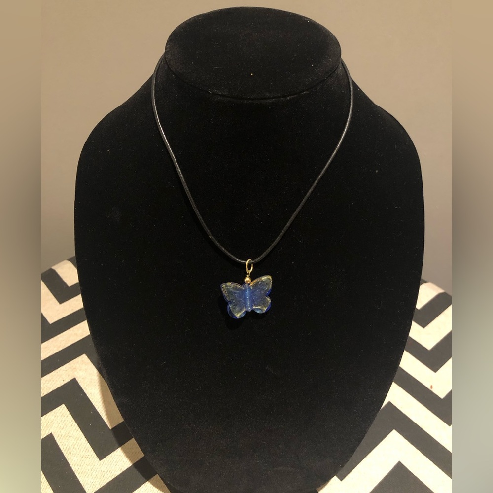 Beautiful blue butterfly necklace